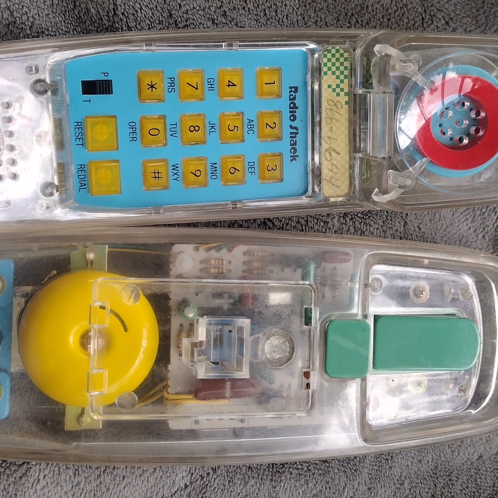 RadioShack Clear Corded Phone with Yellow and Green Accents